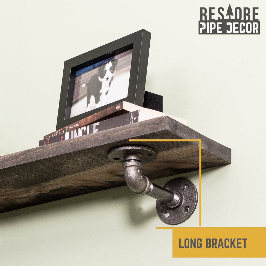 RESTORE Boulder Black 36 in. Shelves with L-Shaped Brackets