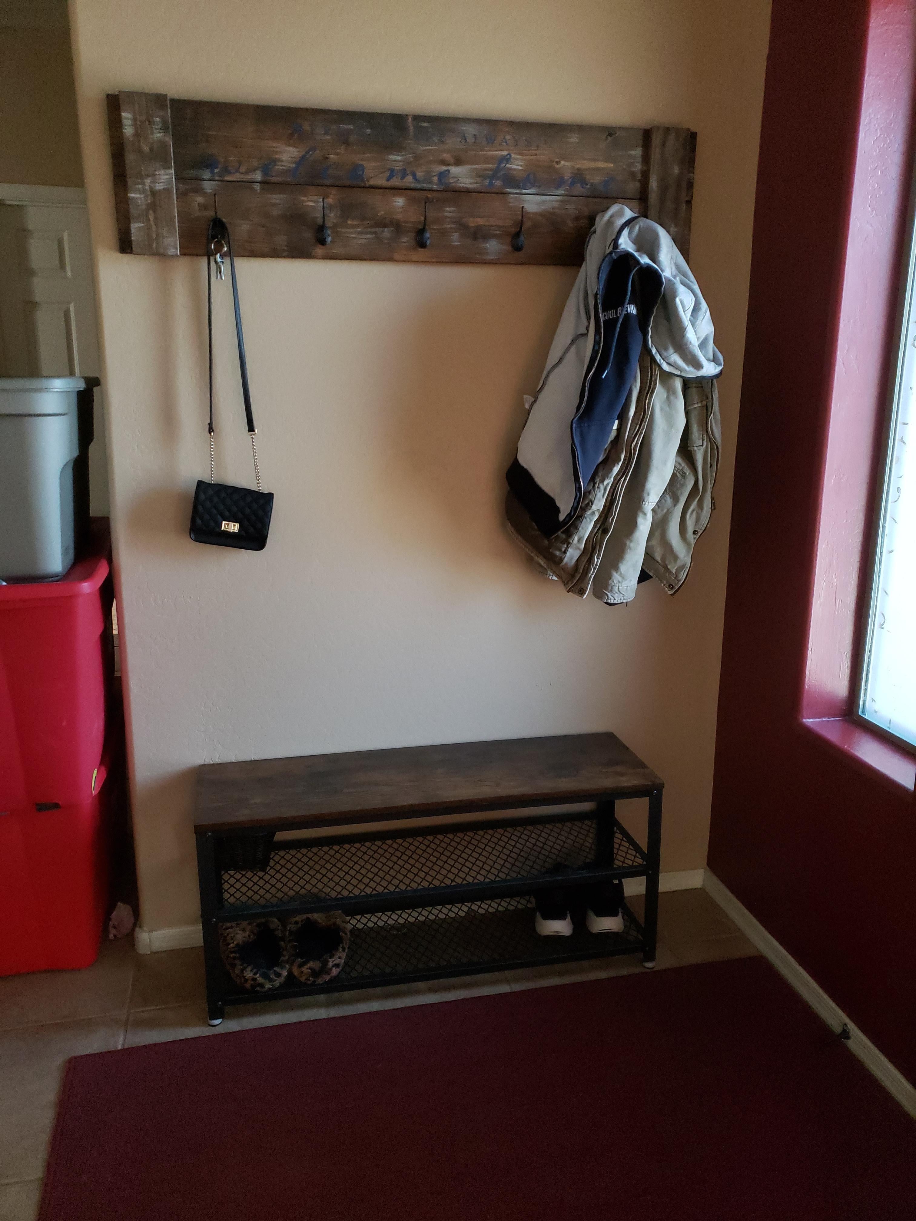 Shoe Bench, 3-Tier Shoe Rack, 39.4 Inches Long Storage Shelves