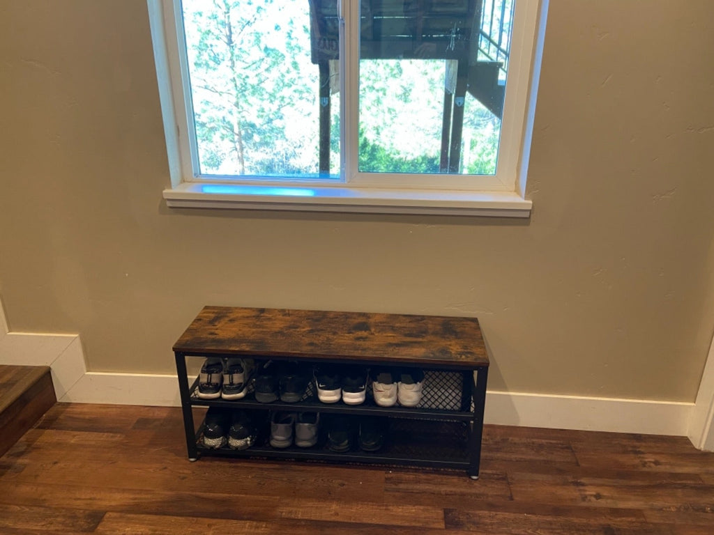 Shoe Bench, 3-Tier Shoe Rack, 39.4 Inches Long Storage Shelves